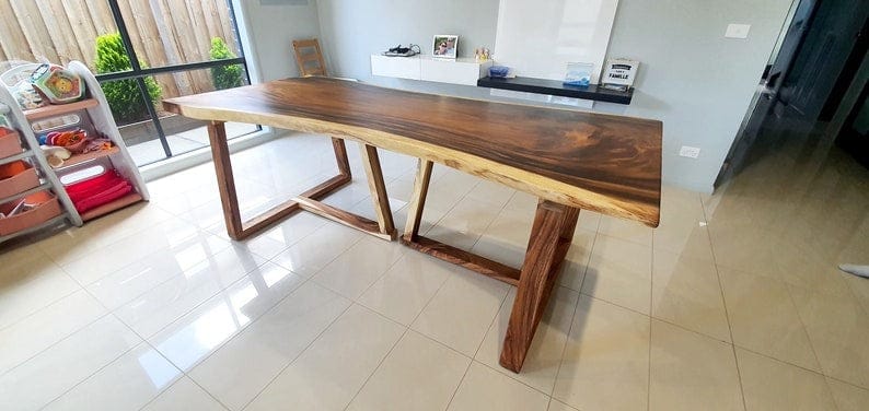 Premium Live Edge Sheesham Wood Dining Table | Handcrafted Solid Wood Dining Table