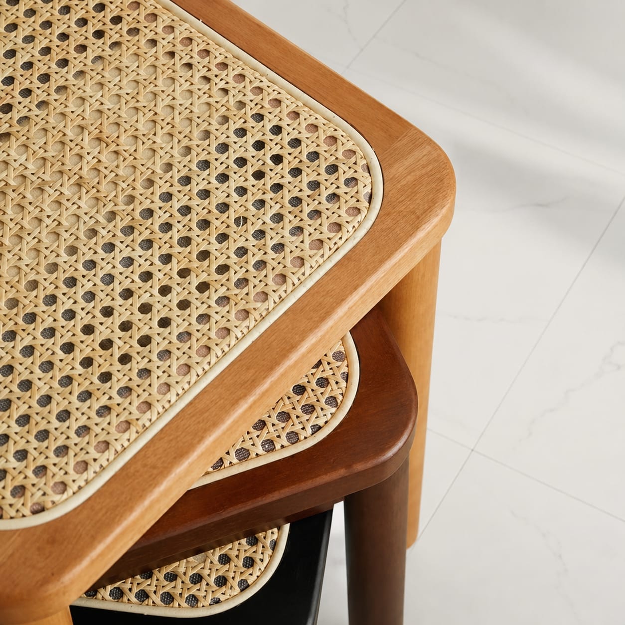 Modern Wooden Rattan Stool