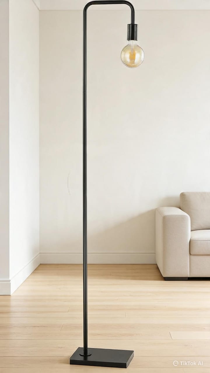 Modern Industrial Floor Lamp – 60-Inch Minimalist Standing Lamp with Metal Frame for Living Room, Bedroom & Office