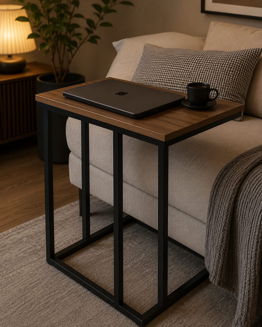 Modern C-Shaped Laptop Side Table