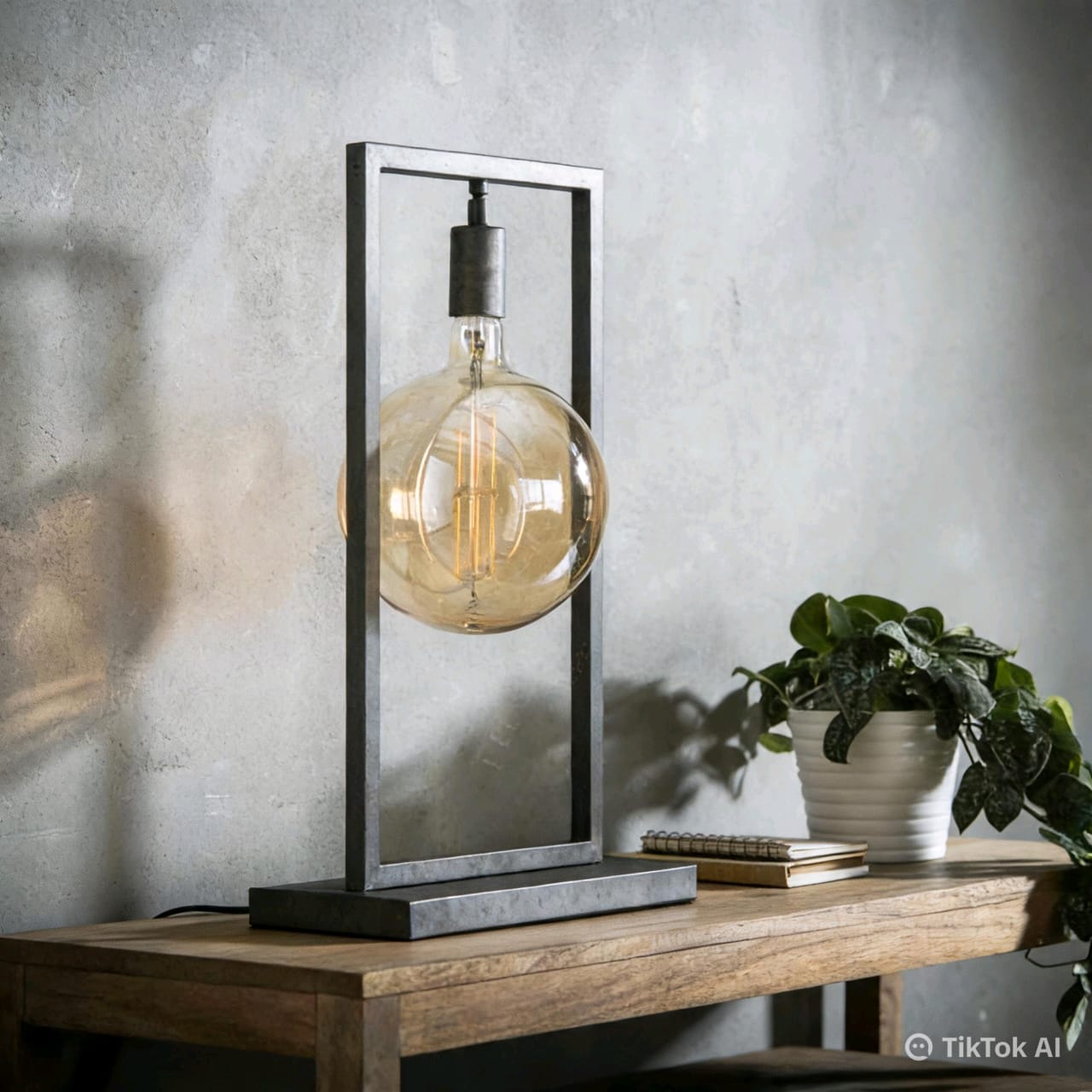 Modern Industrial Table Lamp with Edison Globe Bulb