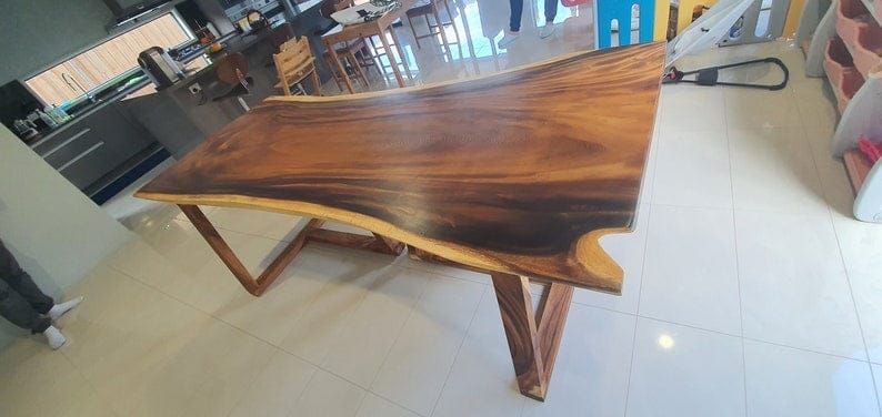 Premium Live Edge Sheesham Wood Dining Table | Handcrafted Solid Wood Dining Table