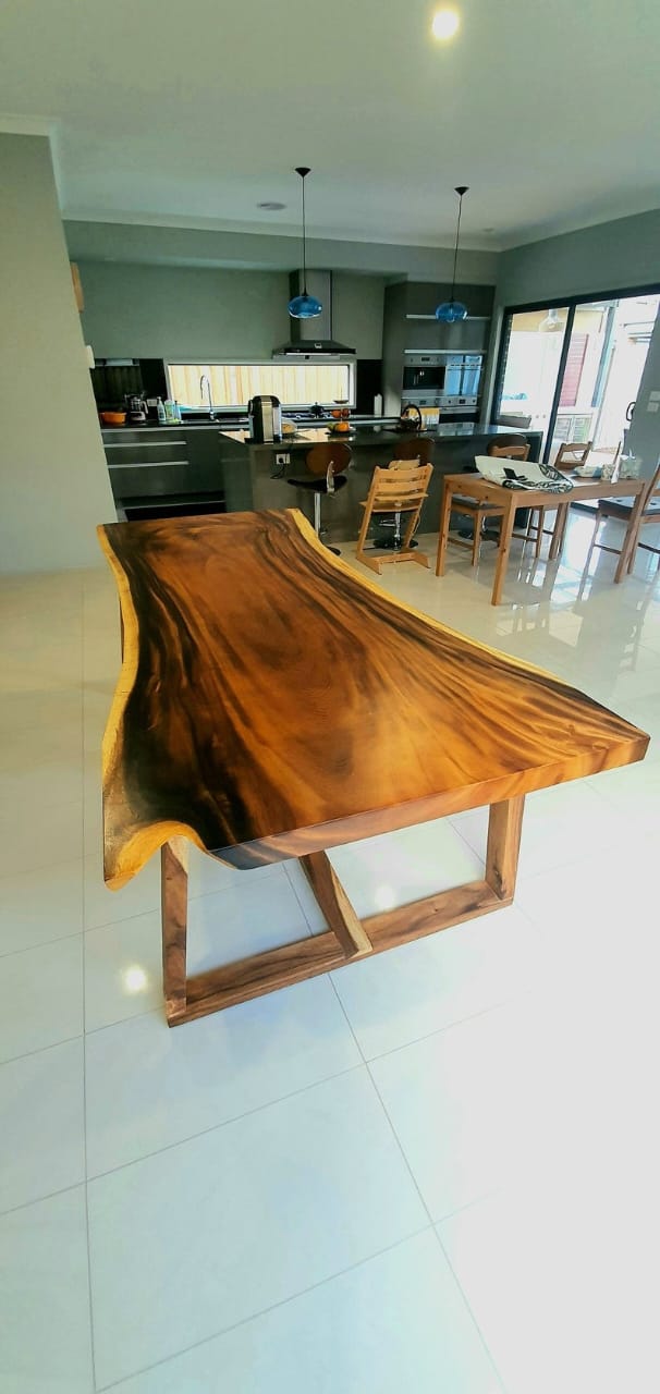 Premium Live Edge Sheesham Wood Dining Table | Handcrafted Solid Wood Dining Table