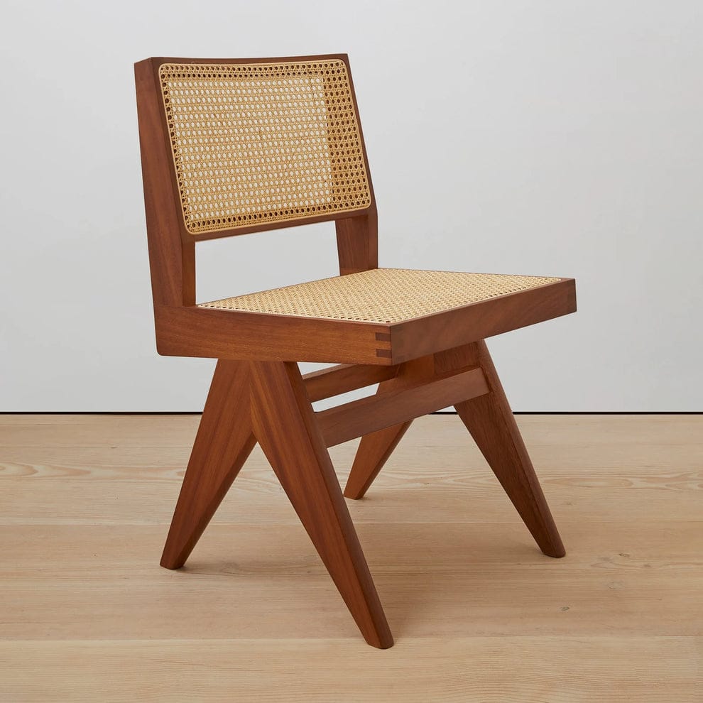 Premium Solid Wood & Natural Rattan Dining Chair | Handcrafted Modern Accent Chair