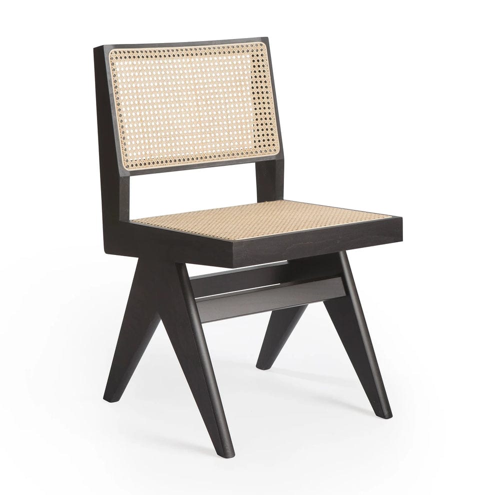 Premium Solid Wood & Natural Rattan Dining Chair | Handcrafted Modern Accent Chair