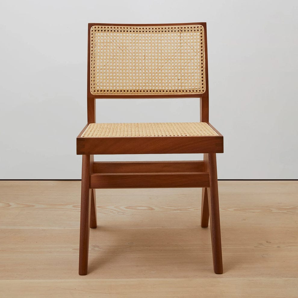 Premium Solid Wood & Natural Rattan Dining Chair | Handcrafted Modern Accent Chair