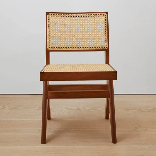 Premium Solid Wood & Natural Rattan Dining Chair | Handcrafted Modern Accent Chair
