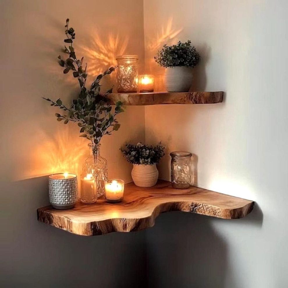 Premium Live Edge Solid Wood Floating Wall Shelf