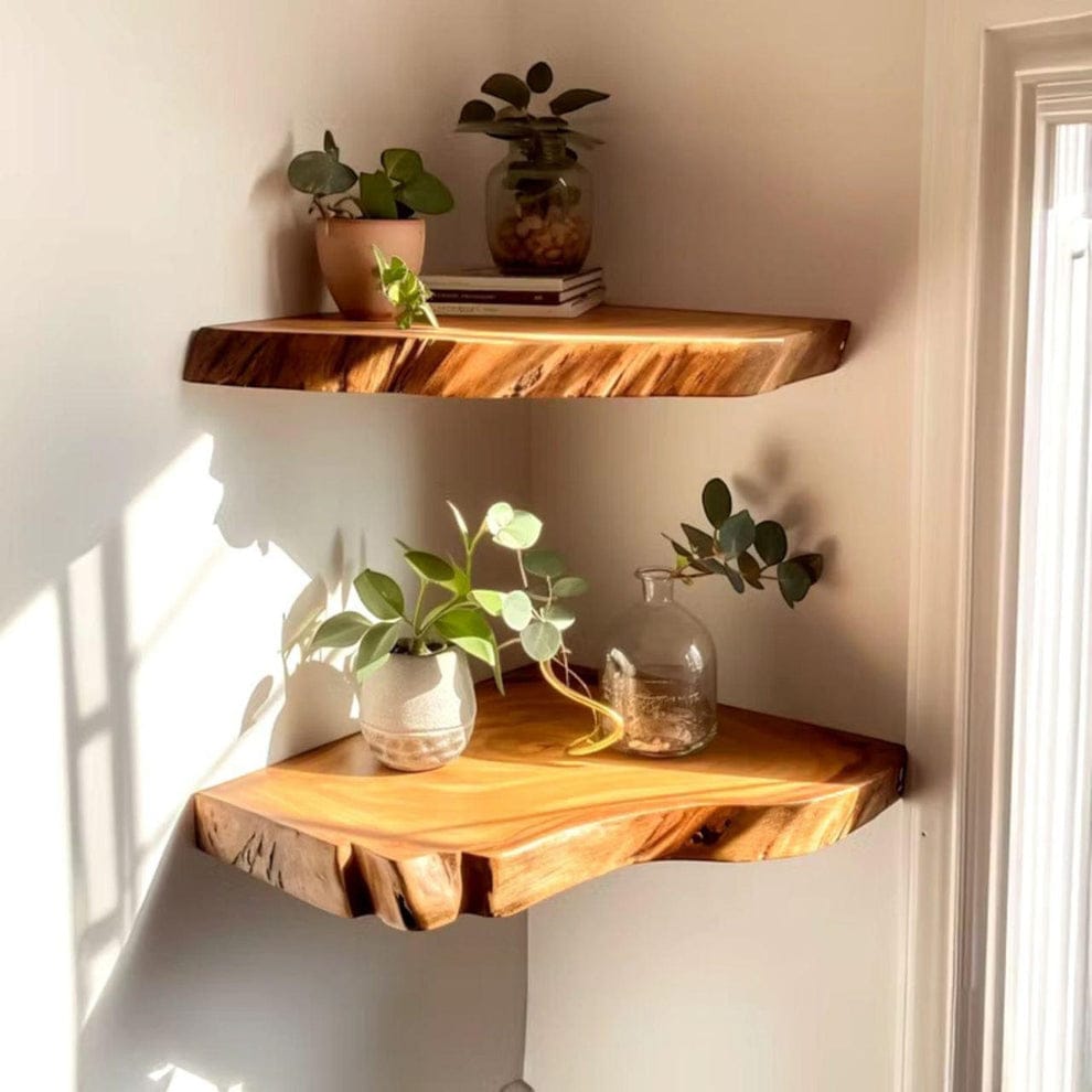 Premium Live Edge Solid Wood Floating Wall Shelf