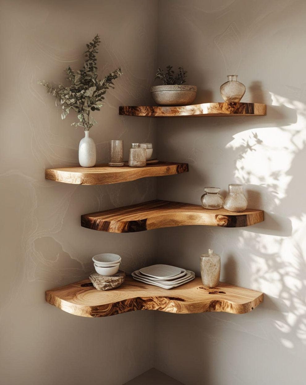 Premium Live Edge Solid Wood Floating Wall Shelf