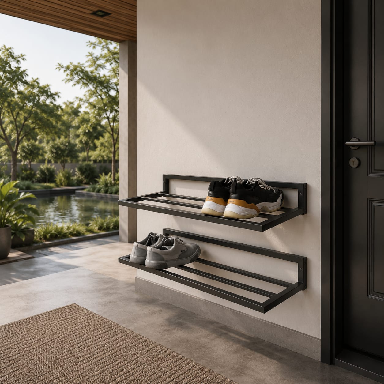 Modern Wall-Mounted Metal Shoe Rack Shelf