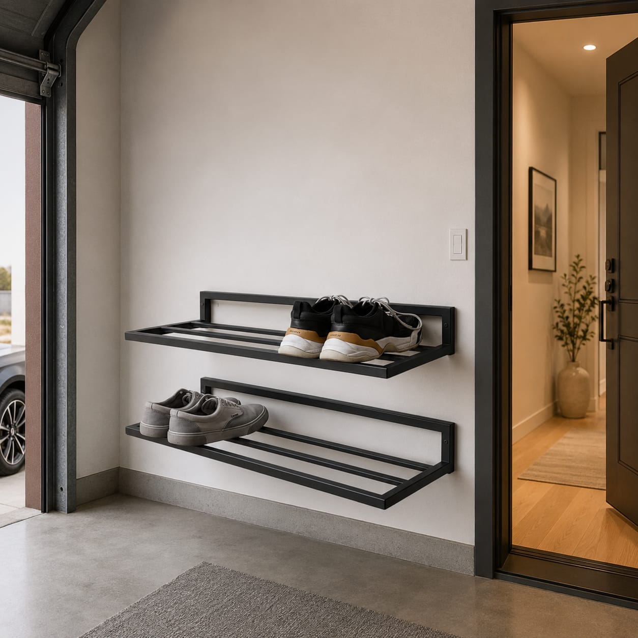 Modern Wall-Mounted Metal Shoe Rack Shelf